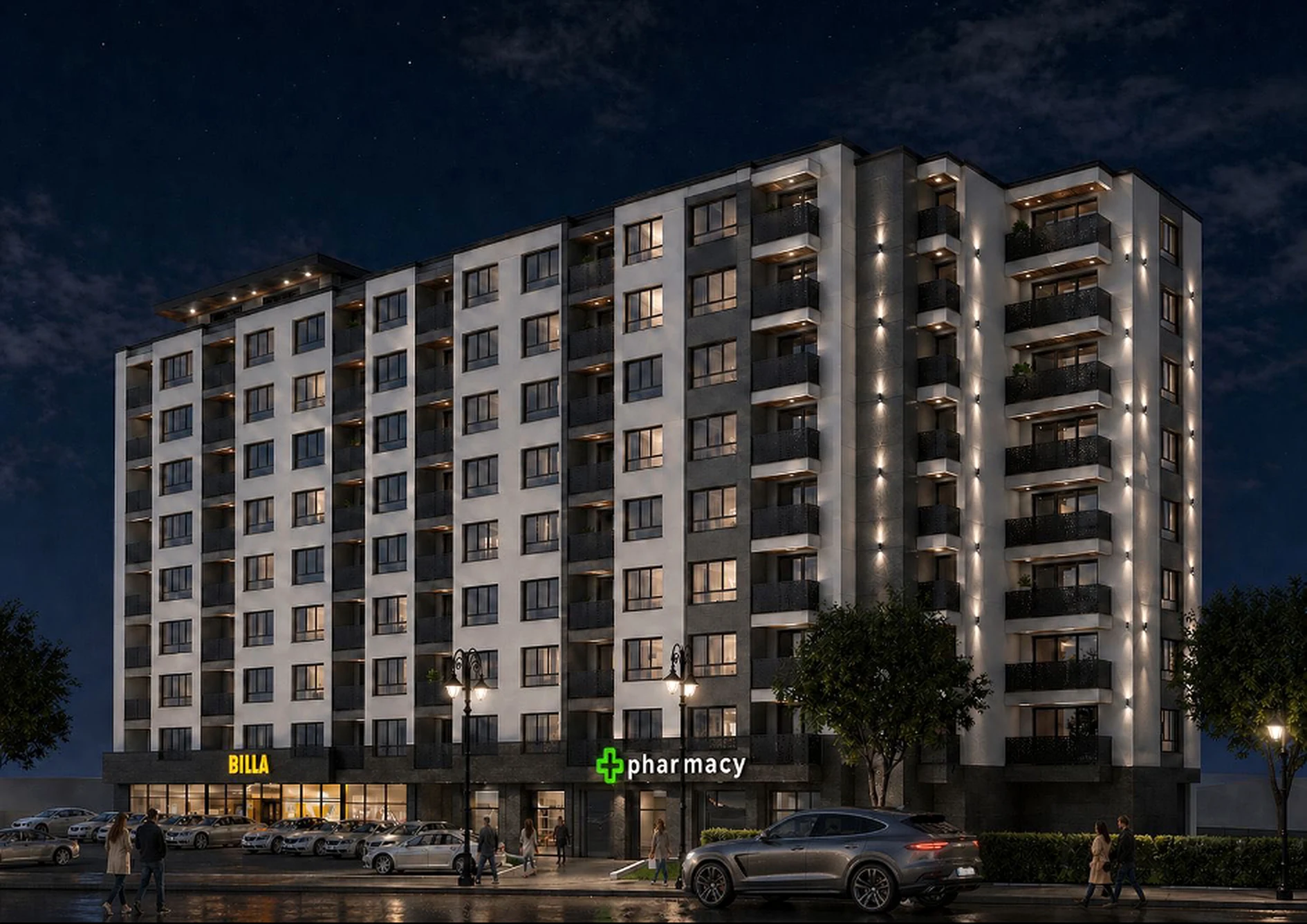Night facade visualization of LG Comfort Residence